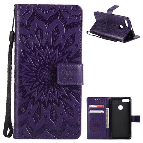 Embossing Sunflower Leather Wallet Case for Xiaomi Mi 5X - Purple