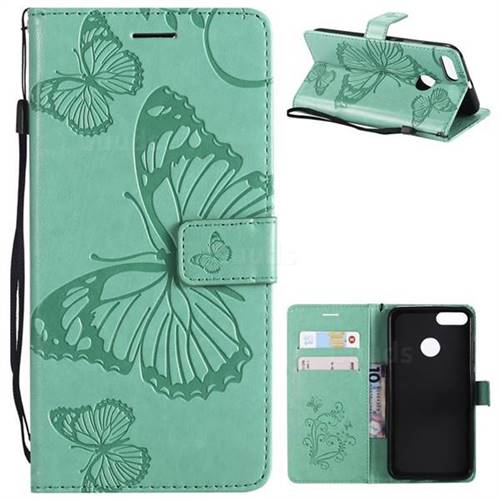 Embossing 3D Butterfly Leather Wallet Case for Xiaomi Mi A1 / Mi 5X - Green