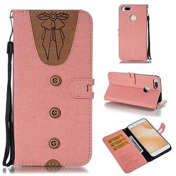 Ladies Bow Clothes Pattern Leather Wallet Phone Case for Xiaomi Mi A1 / Mi 5X - Pink