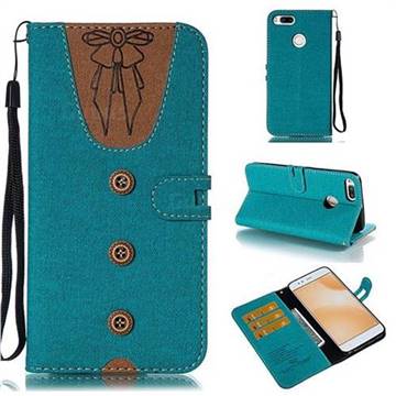 Ladies Bow Clothes Pattern Leather Wallet Phone Case for Xiaomi Mi A1 / Mi 5X - Green
