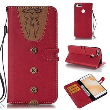Ladies Bow Clothes Pattern Leather Wallet Phone Case for Xiaomi Mi A1 / Mi 5X - Red