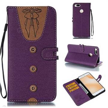 Ladies Bow Clothes Pattern Leather Wallet Phone Case for Xiaomi Mi A1 / Mi 5X - Purple