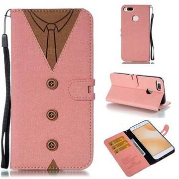Mens Button Clothing Style Leather Wallet Phone Case for Xiaomi Mi A1 / Mi 5X - Pink