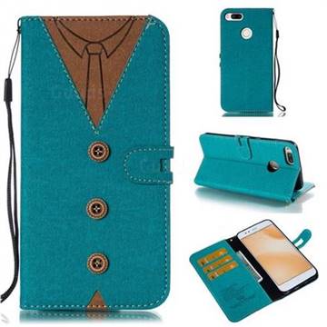 Mens Button Clothing Style Leather Wallet Phone Case for Xiaomi Mi A1 / Mi 5X - Green