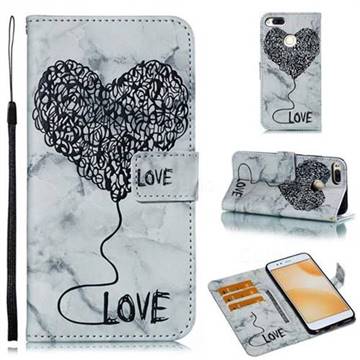 Marble Heart PU Leather Wallet Phone Case for Xiaomi Mi A1 / Mi 5X - Black