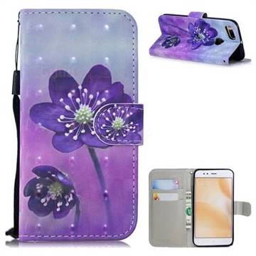 Purple Flower 3D Painted Leather Wallet Phone Case for Xiaomi Mi A1 / Mi 5X