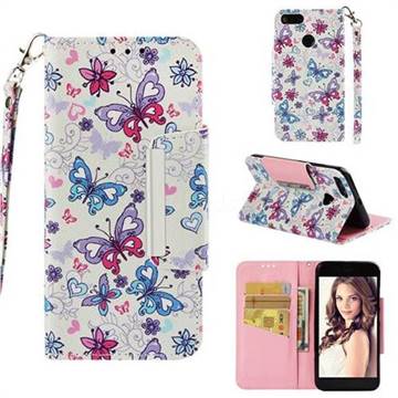 Colored Butterfly Big Metal Buckle PU Leather Wallet Phone Case for Xiaomi Mi A1 / Mi 5X