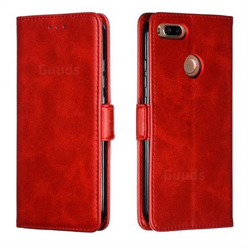 Retro Classic Calf Pattern Leather Wallet Phone Case for Xiaomi Mi A1 / Mi 5X - Red