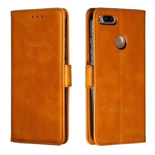 Retro Classic Calf Pattern Leather Wallet Phone Case for Xiaomi Mi A1 / Mi 5X - Yellow