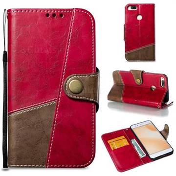 Retro Magnetic Stitching Wallet Flip Cover for Xiaomi Mi A1 / Mi 5X - Rose Red