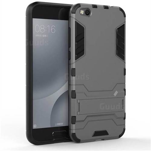 Armor Premium Tactical Grip Kickstand Shockproof Dual Layer Rugged Hard Cover for Xiaomi Mi 5c - Gray
