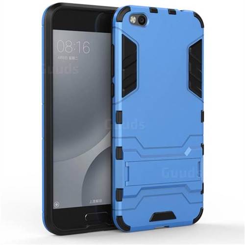 Armor Premium Tactical Grip Kickstand Shockproof Dual Layer Rugged Hard Cover for Xiaomi Mi 5c - Light Blue