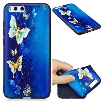 Golden Butterflies 3D Embossed Relief Black Soft Back Cover for Xiaomi Mi 6 Mi6