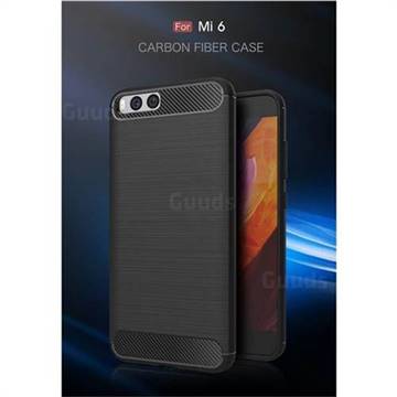 Luxury Carbon Fiber Brushed Wire Drawing Silicone TPU Back Cover for Xiaomi Mi 6 Mi6 (Black)