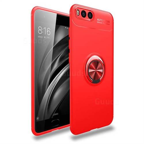 Auto Focus Invisible Ring Holder Soft Phone Case for Xiaomi Mi 6 Mi6 - Red
