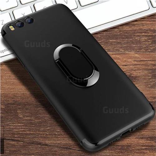 Anti-fall Invisible 360 Rotating Ring Grip Holder Kickstand Phone Cover for Xiaomi Mi 6 Mi6 - Black