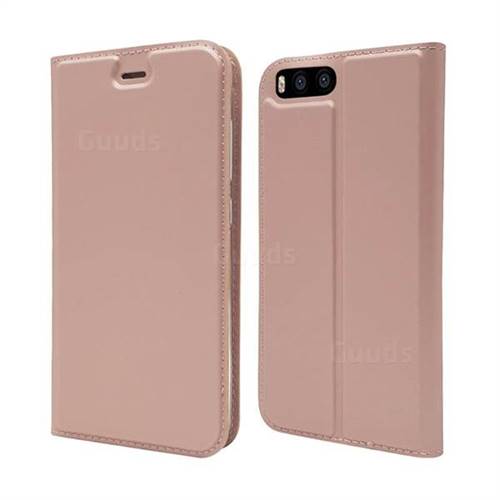 Ultra Slim Card Magnetic Automatic Suction Leather Wallet Case for Xiaomi Mi 6 Mi6 - Rose Gold