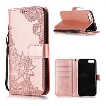 Intricate Embossing Lotus Mandala Flower Leather Wallet Case for Xiaomi Mi 6 Mi6 - Rose Gold