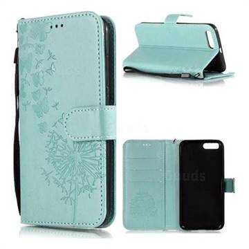 Intricate Embossing Dandelion Butterfly Leather Wallet Case for Xiaomi Mi 6 Mi6 - Green
