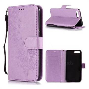 Intricate Embossing Dandelion Butterfly Leather Wallet Case for Xiaomi Mi 6 Mi6 - Purple