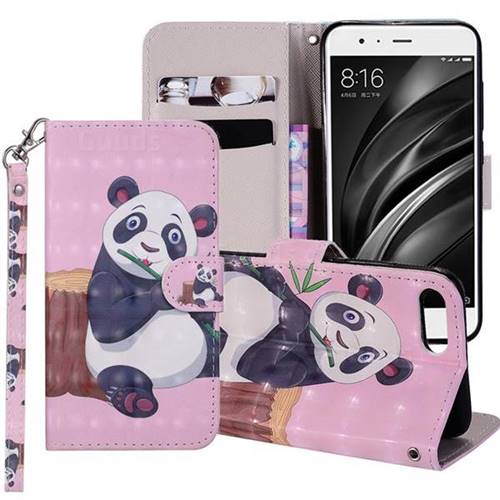 Happy Panda 3D Painted Leather Phone Wallet Case Cover for Xiaomi Mi 6 Mi6