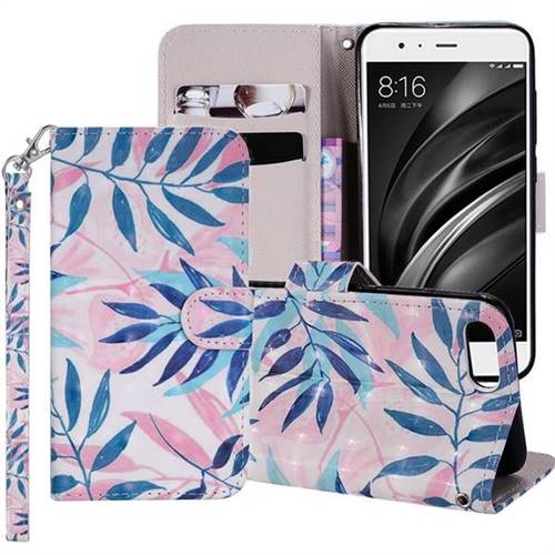 Green Leaf 3D Painted Leather Phone Wallet Case Cover for Xiaomi Mi 6 Mi6