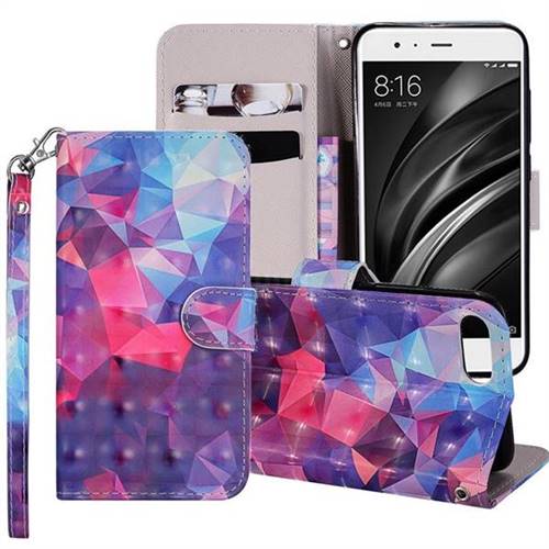 Colored Diamond 3D Painted Leather Phone Wallet Case Cover for Xiaomi Mi 6 Mi6