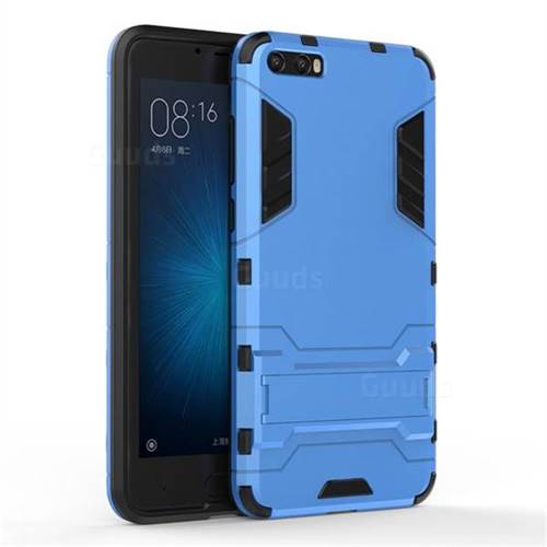 Armor Premium Tactical Grip Kickstand Shockproof Dual Layer Rugged Hard Cover for Xiaomi Mi 6 Plus - Light Blue