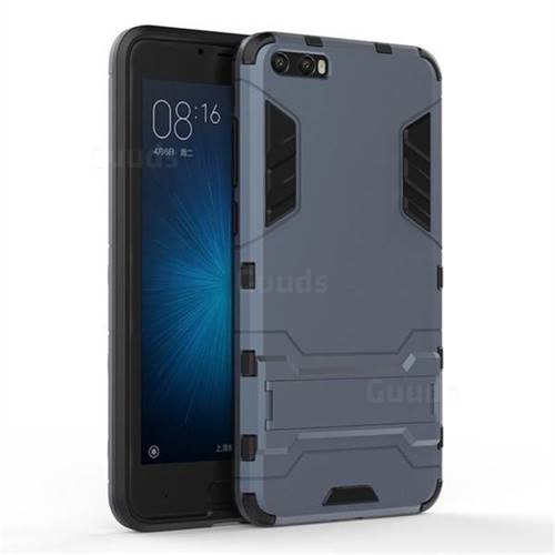 Armor Premium Tactical Grip Kickstand Shockproof Dual Layer Rugged Hard Cover for Xiaomi Mi 6 Plus - Navy