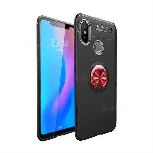 Auto Focus Invisible Ring Holder Soft Phone Case for Xiaomi Mi A2 (Mi 6X) - Black Red