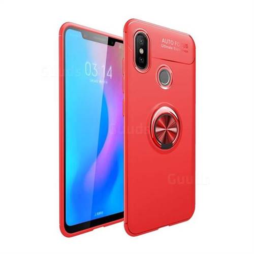 Auto Focus Invisible Ring Holder Soft Phone Case for Xiaomi Mi A2 (Mi 6X) - Red