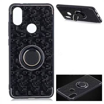 Luxury Mosaic Metal Silicone Invisible Ring Holder Soft Phone Case for Xiaomi Mi A2 (Mi 6X) - Black