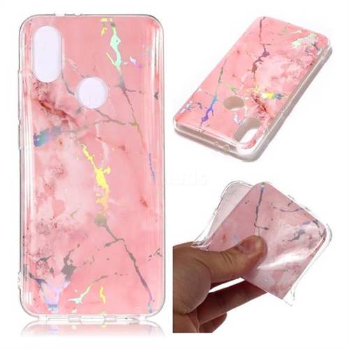 Powder Pink Marble Pattern Bright Color Laser Soft TPU Case for Xiaomi Mi A2 (Mi 6X)
