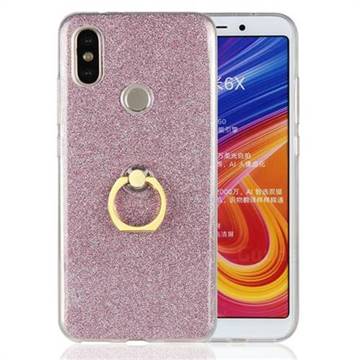 Luxury Soft TPU Glitter Back Ring Cover with 360 Rotate Finger Holder Buckle for Xiaomi Mi A2 (Mi 6X) - Pink