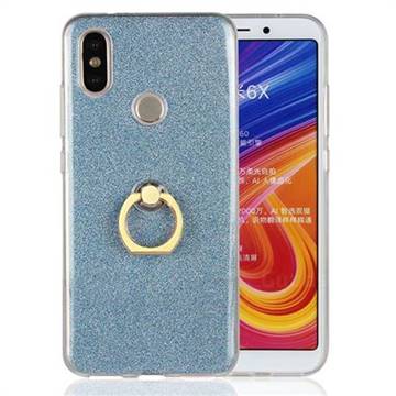 Luxury Soft TPU Glitter Back Ring Cover with 360 Rotate Finger Holder Buckle for Xiaomi Mi A2 (Mi 6X) - Blue