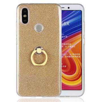 Luxury Soft TPU Glitter Back Ring Cover with 360 Rotate Finger Holder Buckle for Xiaomi Mi A2 (Mi 6X) - Golden