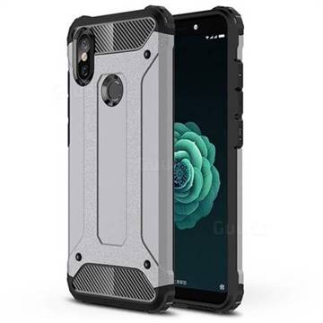 King Kong Armor Premium Shockproof Dual Layer Rugged Hard Cover for Xiaomi Mi A2 (Mi 6X) - Silver Grey