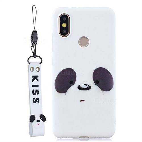 White Feather Panda Soft Kiss Candy Hand Strap Silicone Case for Xiaomi Mi A2 (Mi 6X)