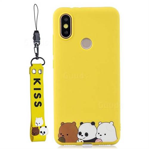 Yellow Bear Family Soft Kiss Candy Hand Strap Silicone Case for Xiaomi Mi A2 (Mi 6X)