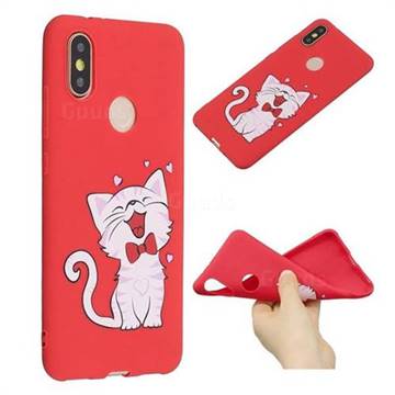 Happy Bow Cat Anti-fall Frosted Relief Soft TPU Back Cover for Xiaomi Mi A2 (Mi 6X)