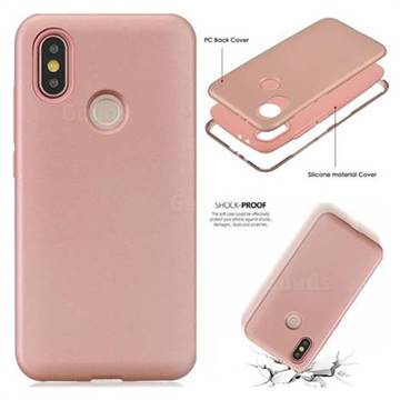 Matte PC + Silicone Shockproof Phone Back Cover Case for Xiaomi Mi A2 (Mi 6X) - Rose Gold