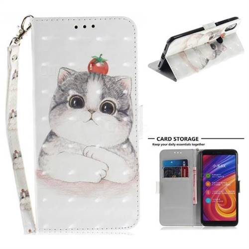 Cute Tomato Cat 3D Painted Leather Wallet Phone Case for Xiaomi Mi A2 (Mi 6X)