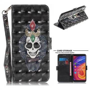 Skull Cat 3D Painted Leather Wallet Phone Case for Xiaomi Mi A2 (Mi 6X)