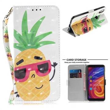 Pineapple Glasses 3D Painted Leather Wallet Phone Case for Xiaomi Mi A2 (Mi 6X)