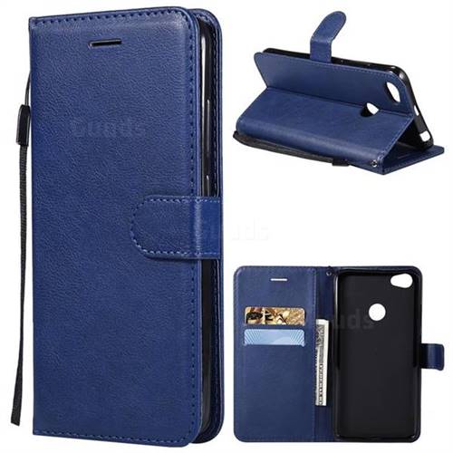Retro Greek Classic Smooth PU Leather Wallet Phone Case for Xiaomi Mi A2 (Mi 6X) - Blue
