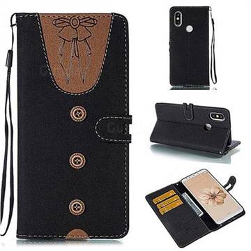 Ladies Bow Clothes Pattern Leather Wallet Phone Case for Xiaomi Mi A2 (Mi 6X) - Black
