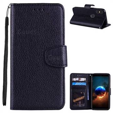 Litchi Pattern PU Leather Wallet Case for Xiaomi Mi A2 (Mi 6X) - Black
