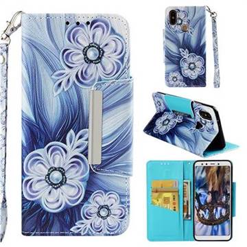 Button Flower Big Metal Buckle PU Leather Wallet Phone Case for Xiaomi Mi A2 (Mi 6X)