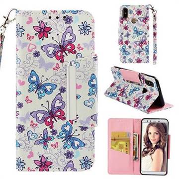 Colored Butterfly Big Metal Buckle PU Leather Wallet Phone Case for Xiaomi Mi A2 (Mi 6X)