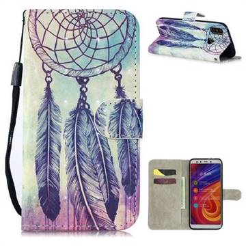 Feather Wind Chimes 3D Painted Leather Wallet Phone Case for Xiaomi Mi A2 (Mi 6X)